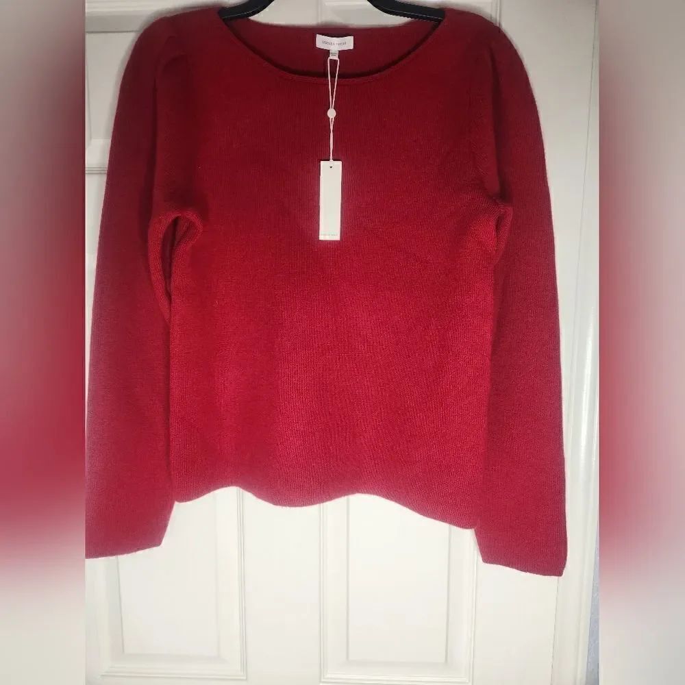 NWT RebeccaTaylor L Ruby CASHMEREWOOL Blend PuffLngslves Knitted Women's Sweater